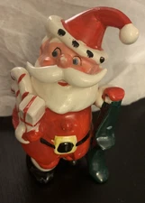 Vtg 4.75” Santa Figurine 1950s Kreiss Ceramics Japan MCM Christmas Candy Cane