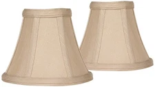 Set of 2 Empire Lamp Shades Taupe Fabric Small 3x6x5 Candelabra Clip-On Fitting