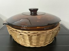 Anchor Hocking Fire King #437 Amber Casserole Dish with Lid & Basket 1-1/2 QT