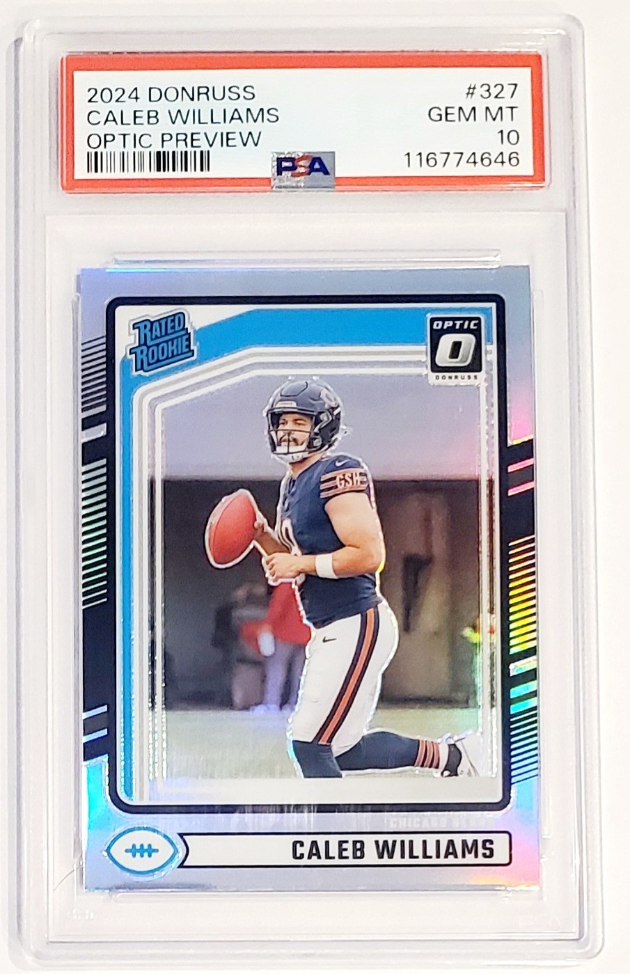 2024 Donruss Optic Preview Holo #327 Caleb Williams RC PSA 10 view 1