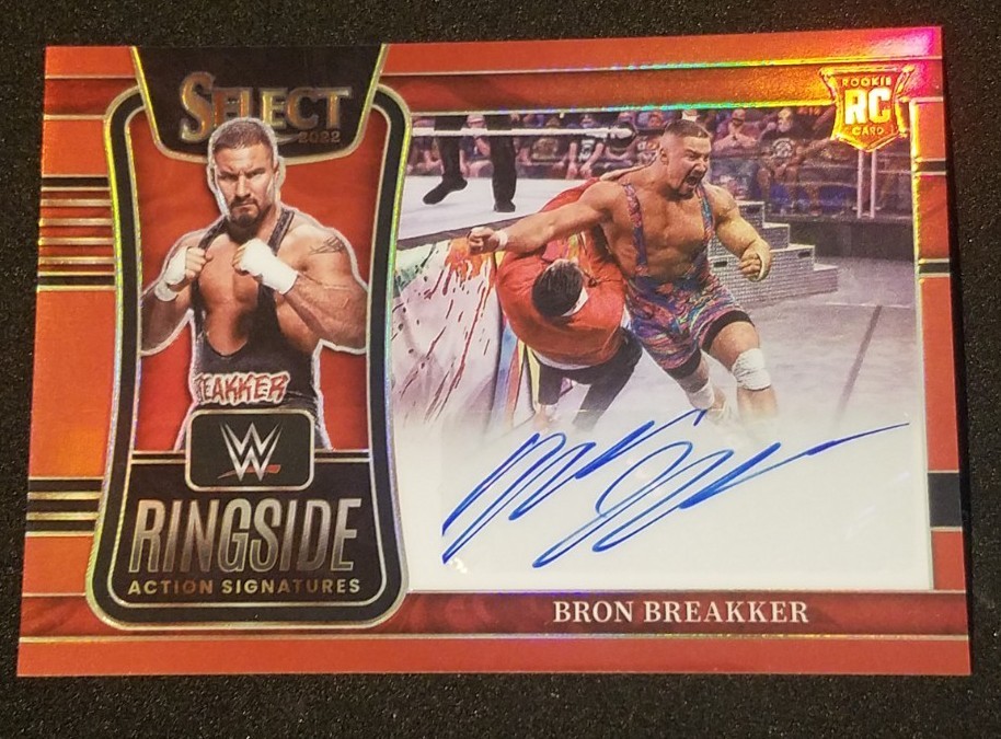2022 Panini Select WWE RC Rookie Auto Red /99 Bron Breakker Ringside Action Sign