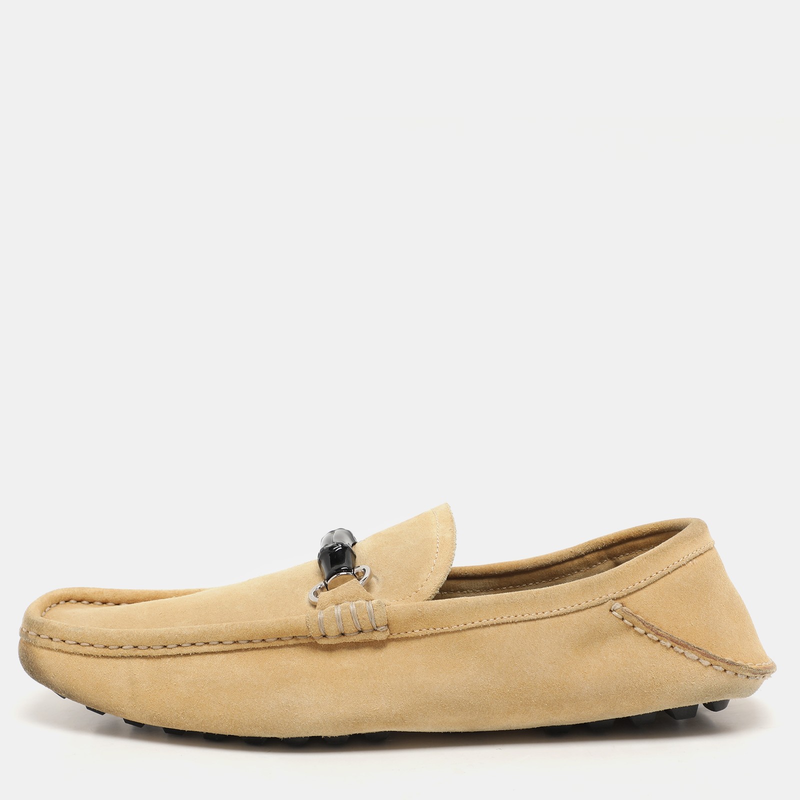 Gucci Yellow Suede Horsebit Loafers Slip-On Size 42.5