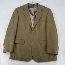 Oscar de la Renta Mens 43R Blazer Silk Wool Sport Coat Tan Brown 2 Button 5545