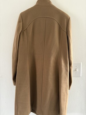 Cole Haan Signature Women's Beige Long Overcoat Zip Snap Collared Lined Size 10
