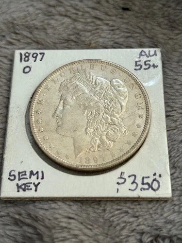 Semi KEY AU+/UNC 1897-O MORGAN SILVER DOLLAR. Barely circulated.