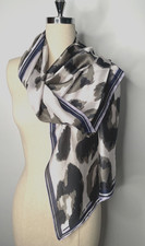 Vince Camuto- Animal Print Oblong Scarf- Black, Grey, Purple- Signed