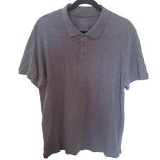 Vince. Polo Shirt Mens Large Gray Slub Slim Fit Short Sleeve Golf Shirt