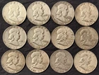 Roll of 12 Circulated 1950s-1960s Franklin Half Dollar 90% Silver Coins