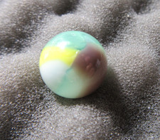 VINTAGE VITRO TIGER EYE-TYPE 1. Yellow, Plum, Green White, Blue 5/8"