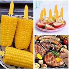 10Pcs CORN HOLDERS Stainless Steel Corn On The Cob Skewers BBQ Prongs Forks UK