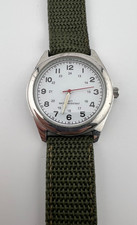 Field/Military Style Quartz Watch, Japan Mvt, Green Nylon Strap, 24Hr Dial-Runs 