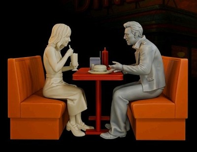 american 50s diner scene 1:16 unbemalt High Detail 3d gedruckt Modell Figuren