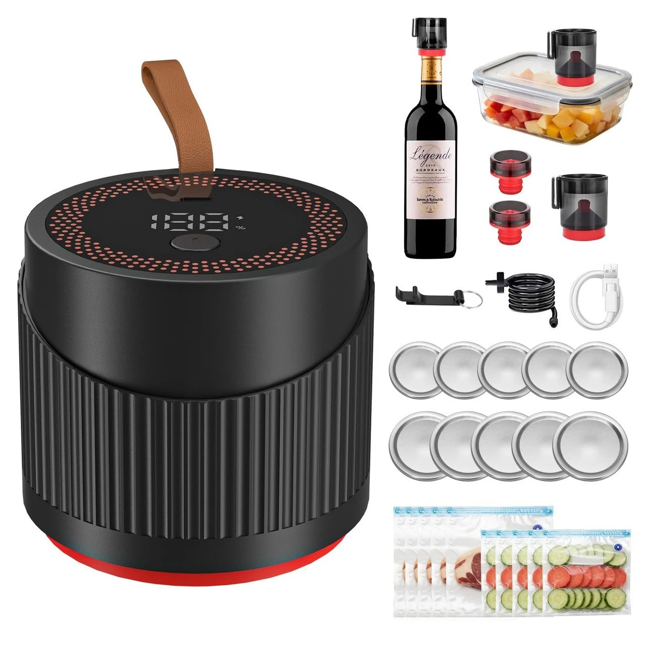 Upgraded 4-in-1Electric Mason Jar Vacuum Sealer Kit for Wide &Regular Mouth Jars