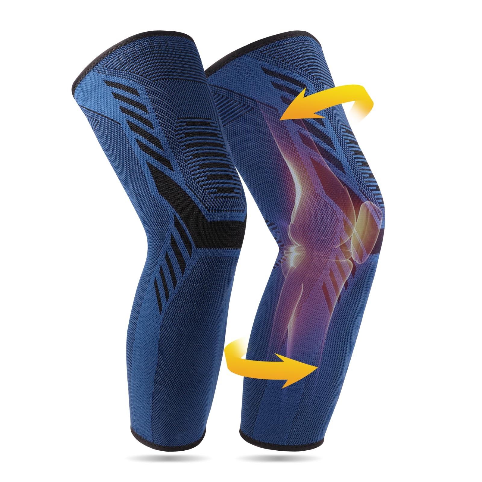 Long Knee Compression Sleeves – Support for Men & Women – 1 Pair