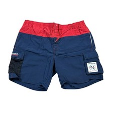 Nautica Competition Blue Board Shorts Swimsuit Trunks Large Pockets Mens