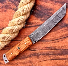 Custom Made Hand Forged Damascus Steel Blade Tanto Hunting Knife UU 40