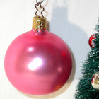 Vtg Pink Blown Glass W Germany Rose Christmas ORNAMENT Hand Painted Tole Flower — photo 3