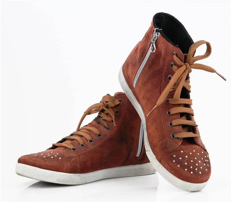 ITALIA OVYE SNEAKER IN PELLE scarpe da donna strass alte vera pelle stivali in pelle - Immagine 2 di 4