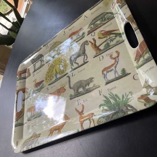 John Derian Melamine Large Serving Tray Platter Animal Print Handles 20x15 Rare - Picture 5 of 13