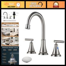 8 Inch Widespread Bathroom Sink Faucet, Brushed Nickel, 2 Handle Vanity Faucet,