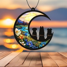 Custom 3 Pets Memorial Suncatcher Dog Sympathy Name Ornament Gift