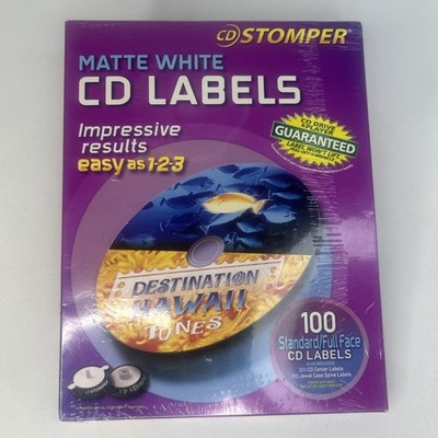 CD Stomper 100 Standard Full Face CD Labels Ink Jet or Laser Printer Matte White