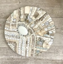 Round Abstract Mosaic Art Modern Coastal Glass Stone Pottery Tiles Home Decor