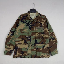 Vintage US Navy Seabees Jacket Mens Large Woodland Camo Combat BDU Ripstop 2000s