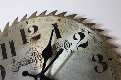 Vintage Sears Roebuck & Co. Metal 10” Saw Blade Wall/Shop Clock