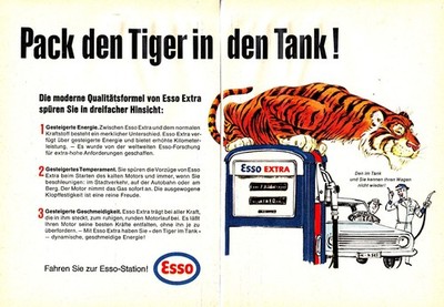 3w9676/ Reklame / Werbung aus 1965   ESSO - Pack den Tiger in den Tank.