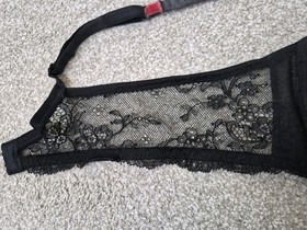 Lise Charmel 36B Black Lace and Red Underwired Plunge Bra