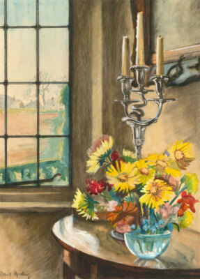 Doris Meking - Signiertes Aquarell Aus Dem Frühen 20. Jahrhundert, Interieur-...