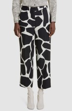  975 DRIES VAN NOTEN Women's Black Pulley Giraffe-Print Wool Pants Size FR36/US4
