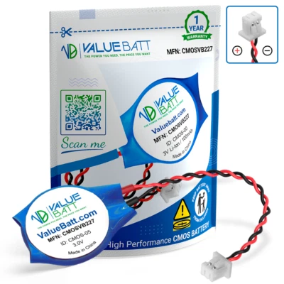 VALUEBATT RTC CMOS BIOS Battery IBM Thinkpad T40 T41 T42 T43 T42p T41p T43p 02K6572 2Pin