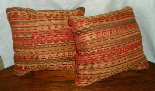 Paar rot gold beige Druck Kissen 18 x 16 - Bild 3 von 3