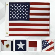 12X18 INCH Embroidered USA BOAT CAR Flag GROMMETS 210D HEAVY DUTY