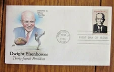 PRESIDENT DWIGHT EISENHOWER ARMY FOOTBALL ARTCRAFT CACHET 1986  FDC VF UNADDR