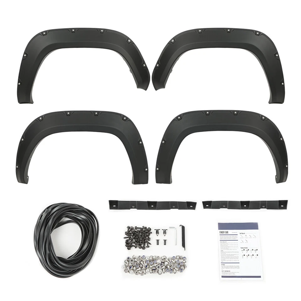 4pcs Fit For 2016-2022 Toyota Tacoma Pocket Rivet Bolt On Fender Flares Black - Image 3 of 4