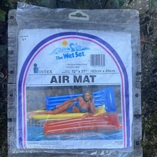  Inflatable Air Mat Float 72x27 Wet Set Pool Swim Blue NOS Vintage 1992 NEW