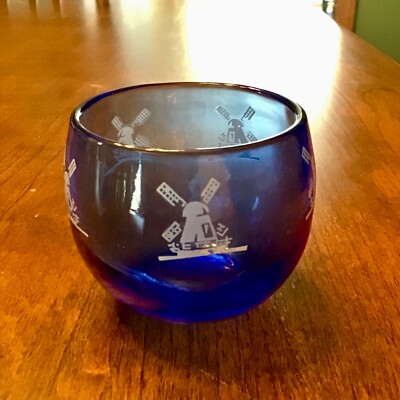 Depression HAZEL ATLAS Cobalt Blue Windmill ROLY POLY Glass