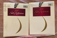 VTG Hanes Silk Reflections Panty Hose Silky Sheer BarelyBlack&Taupe #716,718