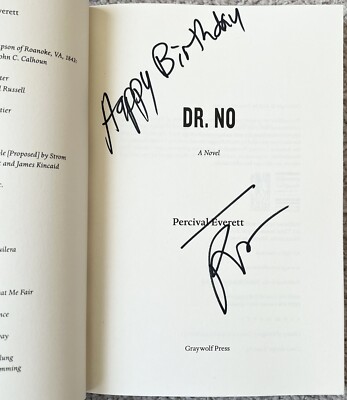 Percival Everett Signed In Person Dr. No Paperback Book - Happy Birthday