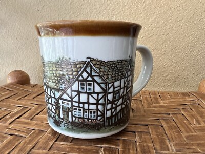 Vintage Embossed Tudor House Coffee Cup Tea Mug