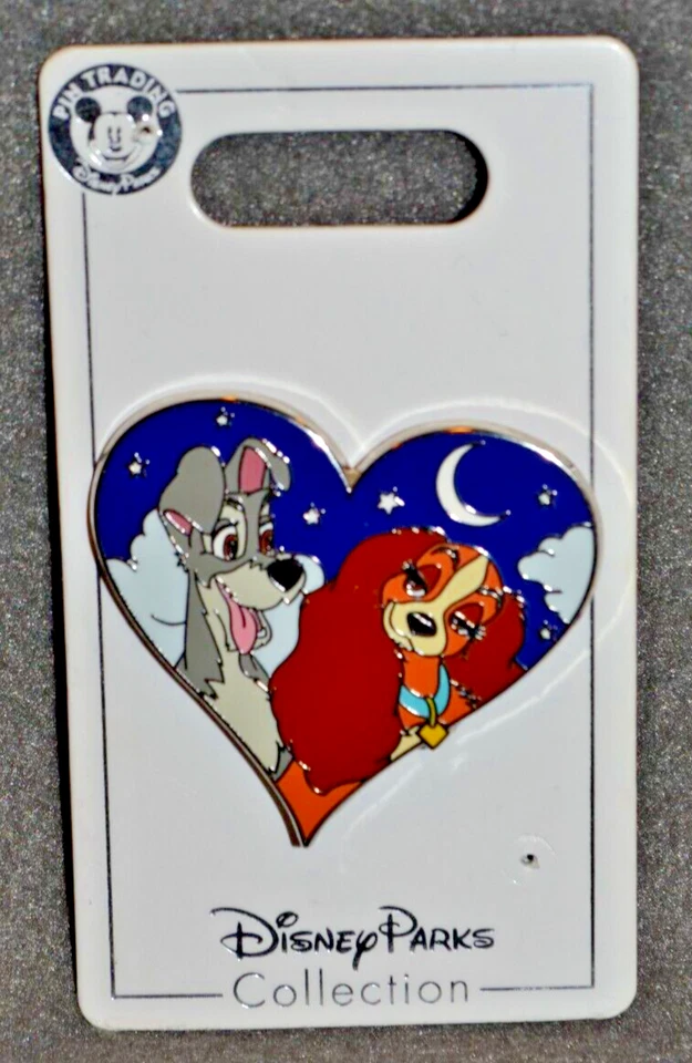 Prendedor de Dama y el Vagabundo Disney en Corazón Estrellado Prendedor Disneyland Difícil de Encontrar RARO Foto 4 de 4