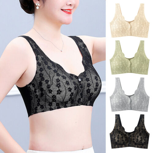 Womens Wireless Bras Push Up Full Cotton Bralette Front Closure Bra Underwear - Picture 3 of 20