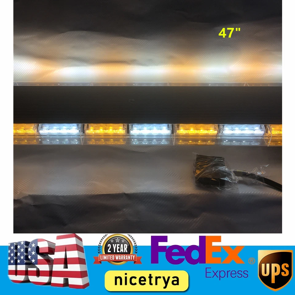 47" LED Amber White Strobe Light Bar Emergency Warning Tow Truck Response New - Image 2 of 4