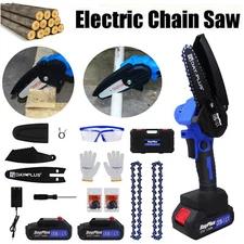 600W 4" Handheld Cordless Electric Chainsaw Mini Wood Cutter With Li-ion Battery