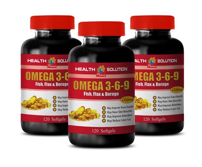 fish oil heart health - OMEGA-3-6-9 3600mg - may reduce blood pressure 3 Bottles