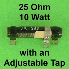 25 Ohm 10W Wirewound Power Resistor w Adjustable Tap Solder Tabs Ceramic Case