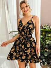 SHEIN Size M Surplice Wrap Floral Print Cami Dress Spaghetti Sleeveless Boho